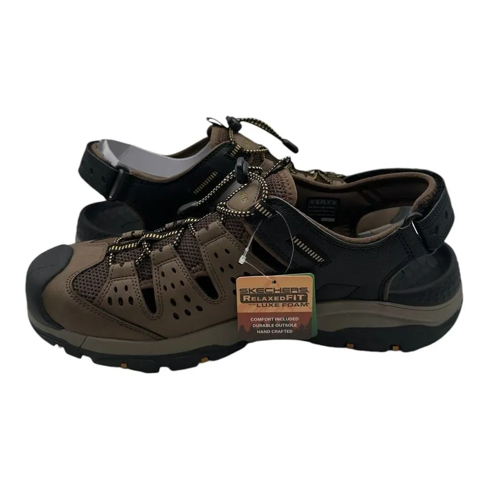 Skechers Tresmen Menard‎ Sandals Men's Size 10 Brown Vegan Relaxed Fit Luxe Foam